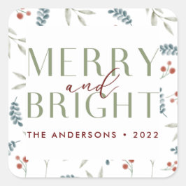 Moderne slanke kerstkerfamilie vierkante sticker