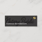 Moderne Slanke Notaris Zwart Grijs Goud Eenvoudig Mini Visitekaartje (Voorkant)