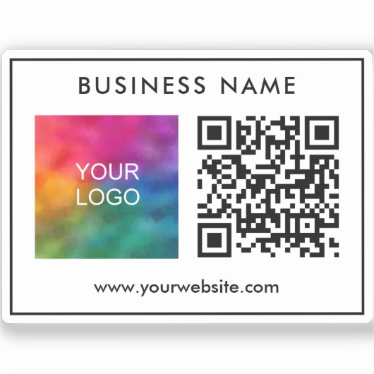 Moderne slanke Sjabloon QR Code Tekst Zakelijke Lo Sticker (Voorkant)