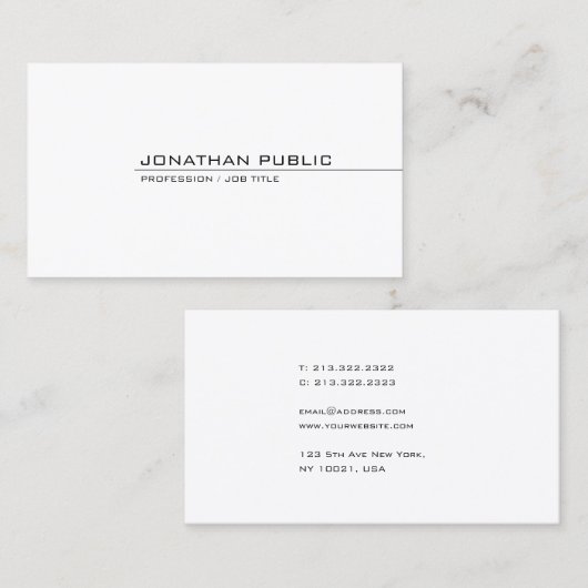 Moderne slanke Sjabloon Sophisticated Professional Visitekaartje (Voorkant / Achterkant)
