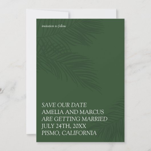 Moderne & Slanke Tropische Palmen Bewaar onze Datu Kaart (Voorkant)