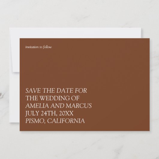 Moderne & Slanke Typografie Bruiloft Bewaar onze D Kaart (Achterkant)