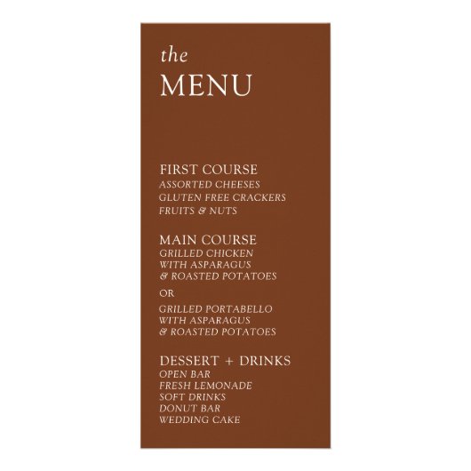 Moderne & Slanke Typografie Bruiloft Menu (Voorkant)