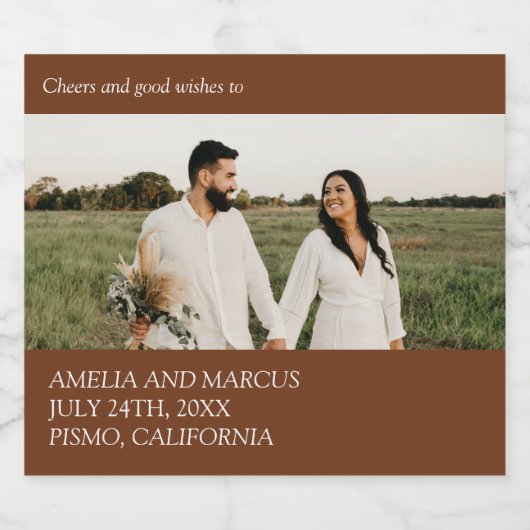 Moderne & Slanke Typografie Bruiloft Sparkling Wijnetiket (Enkel label)