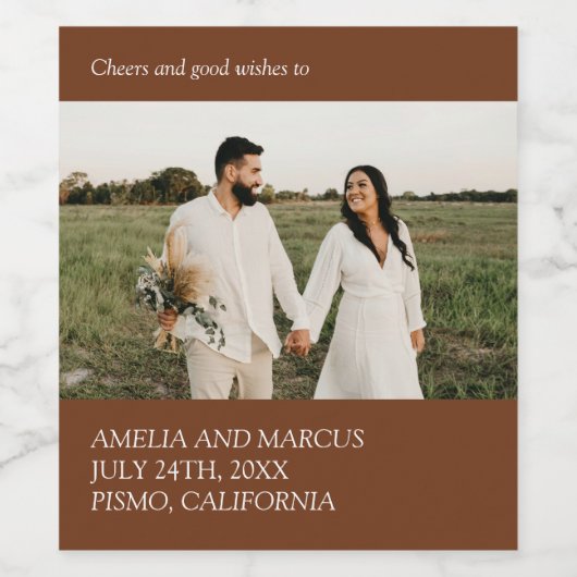 Moderne & Slanke Typografie Bruiloft Wijn Etiket (Enkel label)