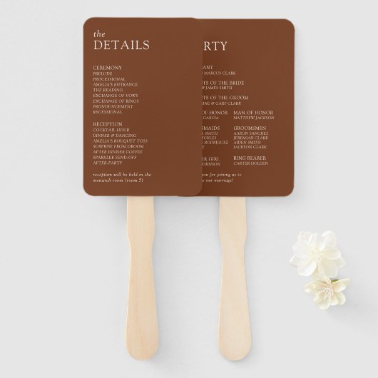 Moderne & Slanke Typografie Huwelijksprogramma Handwaaier (Voorkant en achterkant)