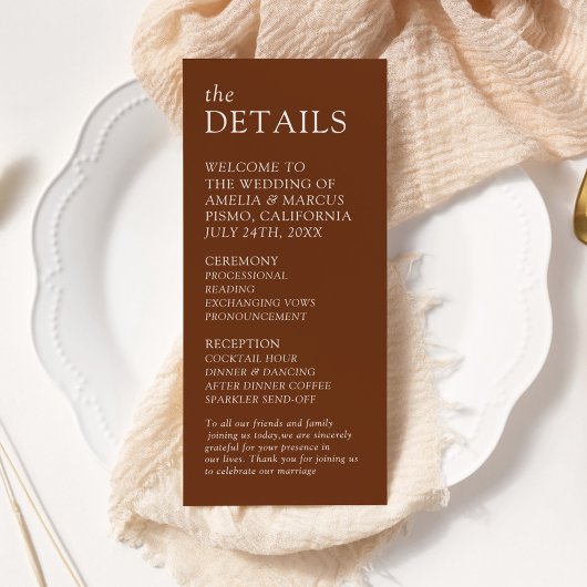 Moderne & Slanke Typografie Huwelijksprogramma Reclamekaart