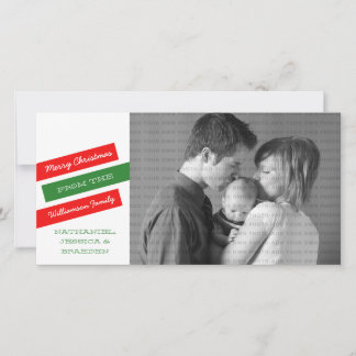 Moderne Slant Holiday-fotokaart (rood/groen) Feestdagenkaart