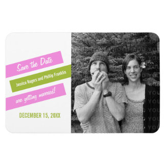 Moderne Slant sparen de Magnet van de Datum (Roze/ Magneet