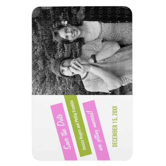 Moderne Slant sparen de Magnet van de Datum (Roze/ Magneet (Verticaal)