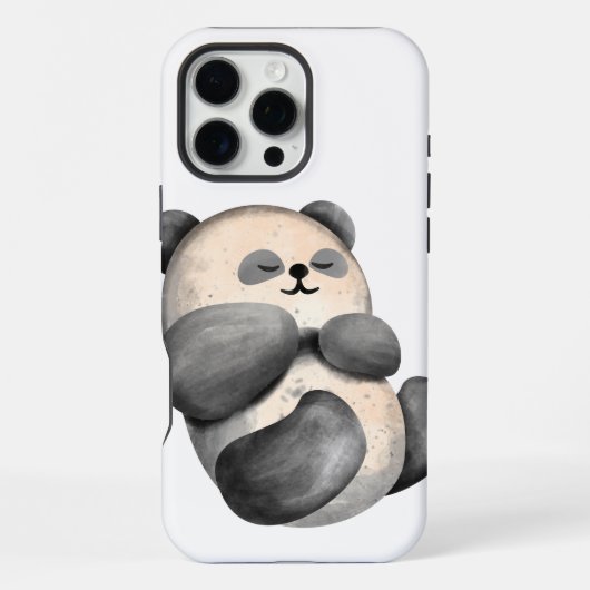 Moderne Slaperige Waterverf Panda iPhone Hoesje (Achterkant)