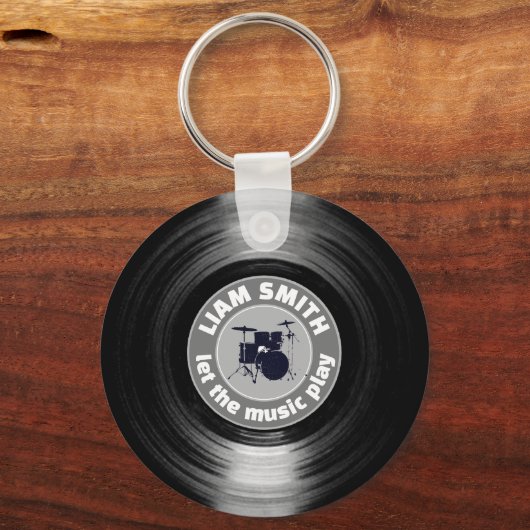 Moderne Sleutelhanger van vinylplaat Drums (Achterkant)