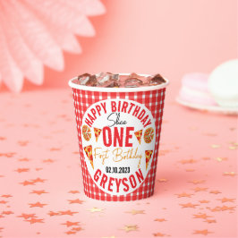 Moderne Slice Baby Pizza 1e verjaardag Papieren Bekers