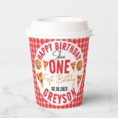 Moderne Slice Baby Pizza 1e verjaardag Papieren Bekers (Achterkant)