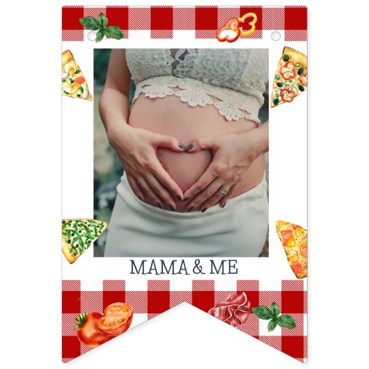 Moderne Slice Baby Pizza Foto Milestone Vlaggetjes (Tweede vlag)