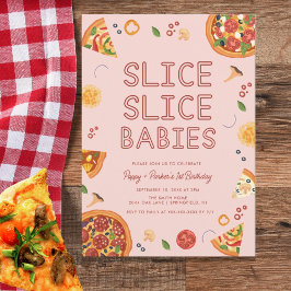 Moderne Slice Baby Twins Birthday Kaart