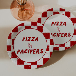 Moderne Slice Slice Baby Italiaanse Rode Geruite  Papieren Bordje