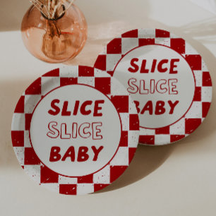 Moderne Slice Slice Baby Italiaanse Rode Geruite  Papieren Bordje