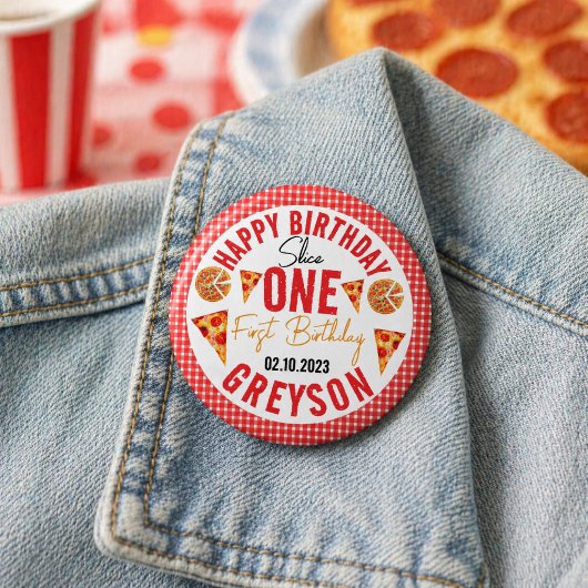 Moderne Slice Slice Baby Pizza 1e Verjaardag Ronde Button 3,2 Cm