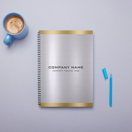 Moderne Slick Zilver & Goud Metallic Textuur Notitieboek