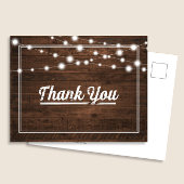 Moderne slingerlichtjes op hout Rustic Bedankt Briefkaart