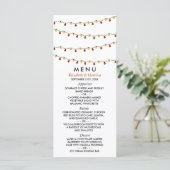 Moderne Slingerlichtjes, Rode & Gouden Bruiloft Menu (Staand voorkant)