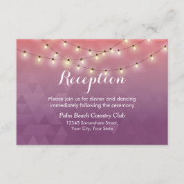 Moderne slingerlichtjes Tropische huwelijksrecepti Informatiekaartje