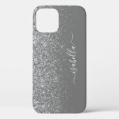 Moderne Sliver Glitter Elegante Script naam Case-Mate iPhone Case (Achterkant)
