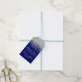 Moderne Sliver Glitter op Royal Blue Cadeaulabel (Met Touw)