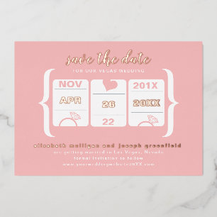 Moderne Slot Machine Weddenschap Save the Date Fol Folie Uitnodiging