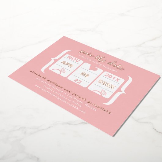 Moderne Slot Machine Weddenschap Save the Date Fol Folie Uitnodiging (Gedraaid)