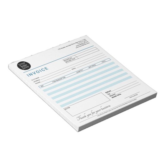 Moderne Small Business Factuons Sales Receipt Blue Notitieblok (Schuin)