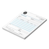 Moderne Small Business Factuons Sales Receipt Blue Notitieblok (Linkerzijde)