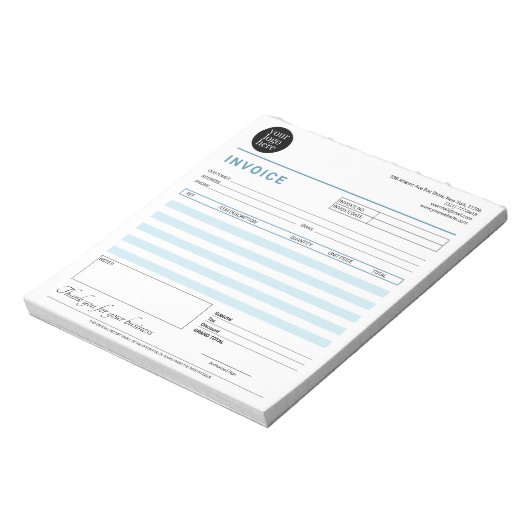 Moderne Small Business Factuons Sales Receipt Blue Notitieblok (Linkerzijde)