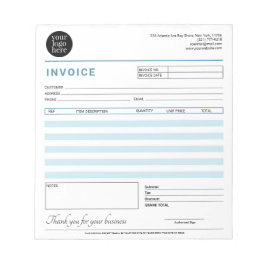Moderne Small Business Factuons Sales Receipt Blue Notitieblok