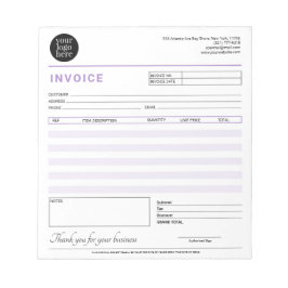 Moderne Small Business Factuur Sales Receipt Paars Notitieblok