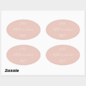 Moderne Small Business Script naam Blush Pink Labe Ovale Sticker (Vel)