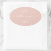 Moderne Small Business Script naam Blush Pink Labe Ovale Sticker (Tas)