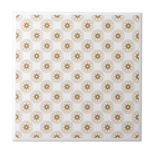 Moderne Small Gold Star Medallion Pattern Tegeltje (Voorkant)