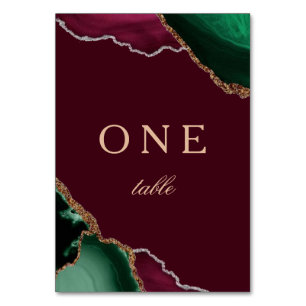 Moderne Smaragd Agate Burgundy Bruiloft 1 Kaart