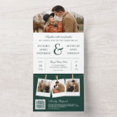 Moderne Smaragd Ampersand Foto QR Code Trouwen All In One Uitnodiging (Binnen)