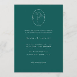 Moderne Smaragd Botanische Monogram Bruiloft Kaart