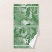 Moderne smaragd en salie groen marmer monogram bad handdoek (Handdoek)