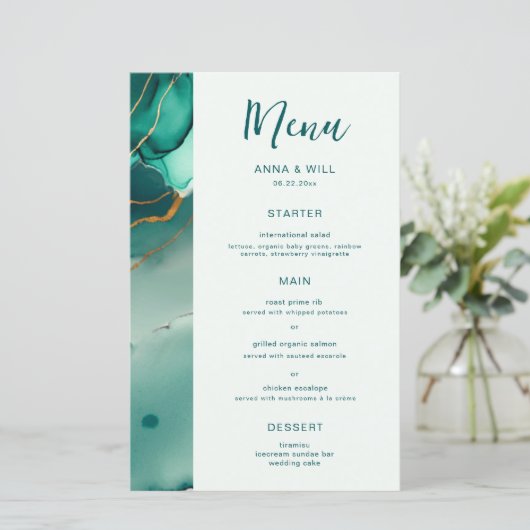 Moderne Smaragd Gouden Golven Elegante Strand Brui (Staand voorkant)