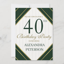 Moderne smaragd wit en gouden strepen verjaardag kaart