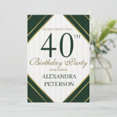 Moderne smaragd wit en gouden strepen verjaardag kaart (Staand voorkant)