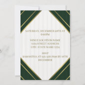 Moderne smaragd wit en gouden strepen verjaardag kaart (Achterkant)