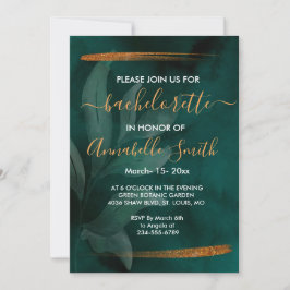 moderne smaragdgroen en bladeren bachelor kaart