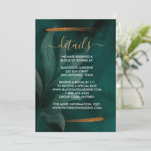 moderne smaragdgroen en bladeren Behuizing Kaart (Staand voorkant)