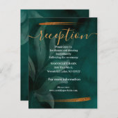 Moderne smaragdgroen en bladeren ontvangstkaart aankondigingskaart (Voorkant / Achterkant)